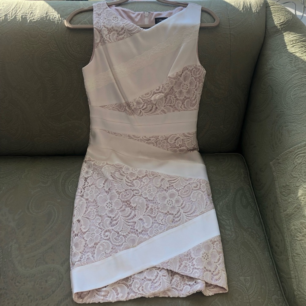 JAX Champagne/Blush Lace Sheath Dress Size 6